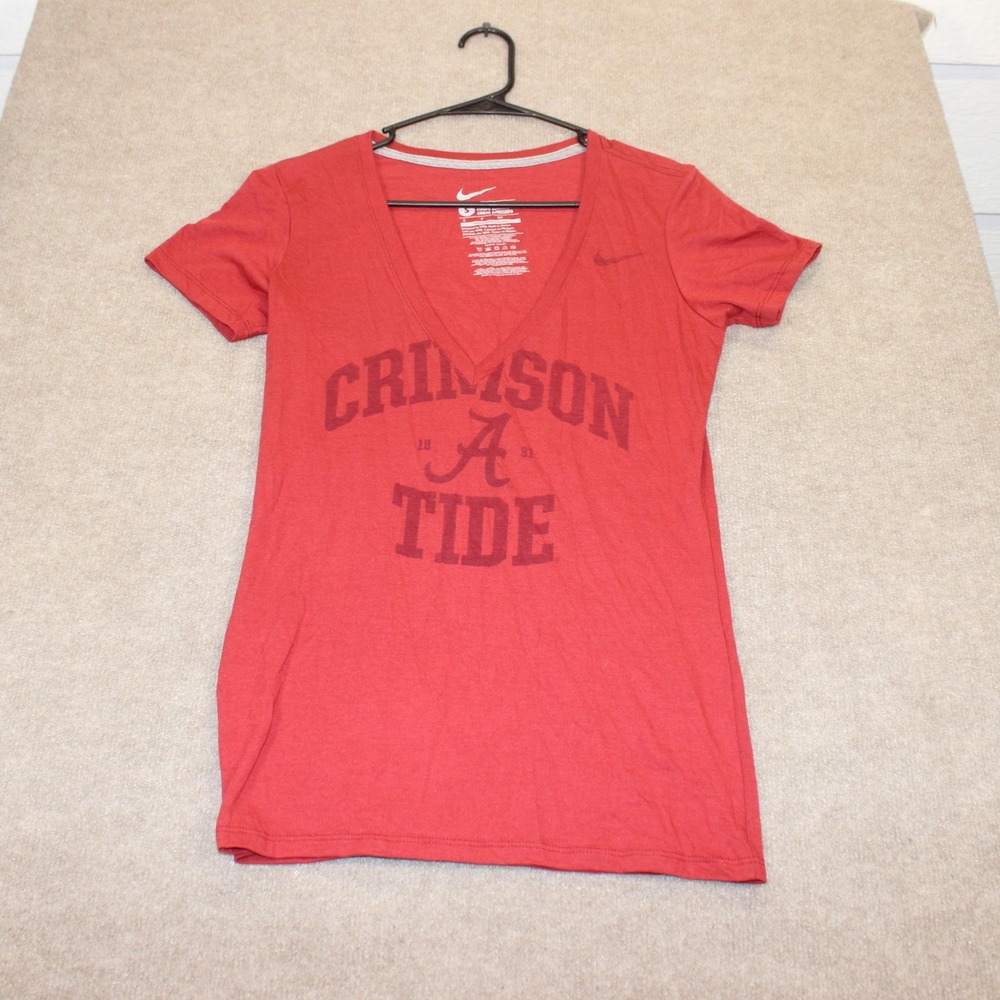 Nike Alabama Crimson Tide VNeck T-Shirt Red Slim Fit Small NCAA Collegiate Sport